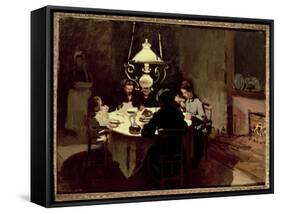 The Dinner, 1868-9-Claude Monet-Framed Stretched Canvas