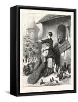 The Dinner Bell: a Scene Near Silberhausen, Saxony, Germany, 1876-null-Framed Stretched Canvas