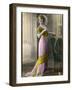 The Directoire, Empire Silhouette: High-Waisted Pink and Gold Gown with an Embroidered Corsage-null-Framed Premium Photographic Print