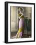 The Directoire, Empire Silhouette: High-Waisted Pink and Gold Gown with an Embroidered Corsage-null-Framed Premium Photographic Print