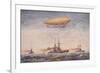 The Dirigible Airship Clement Bayard II and Superdreadnought Battleships-null-Framed Giclee Print