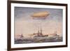 The Dirigible Airship Clement Bayard II and Superdreadnought Battleships-null-Framed Giclee Print