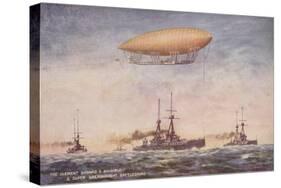 The Dirigible Airship Clement Bayard II and Superdreadnought Battleships-null-Stretched Canvas