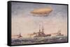 The Dirigible Airship Clement Bayard II and Superdreadnought Battleships-null-Framed Stretched Canvas