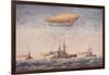 The Dirigible Airship Clement Bayard II and Superdreadnought Battleships-null-Framed Giclee Print