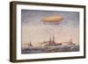 The Dirigible Airship Clement Bayard II and Superdreadnought Battleships-null-Framed Giclee Print