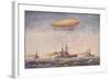 The Dirigible Airship Clement Bayard II and Superdreadnought Battleships-null-Framed Giclee Print