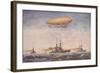 The Dirigible Airship Clement Bayard II and Superdreadnought Battleships-null-Framed Giclee Print