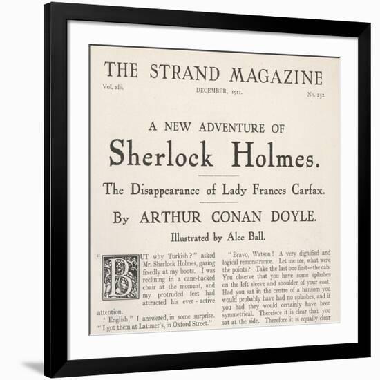 The Disappearance of Lady Frances Carfax Title Page of the Strand Magazine-null-Framed Art Print