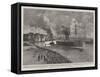 The Disaster to a French Atlantic Liner, La Bourgogne Leaving Havre-null-Framed Stretched Canvas