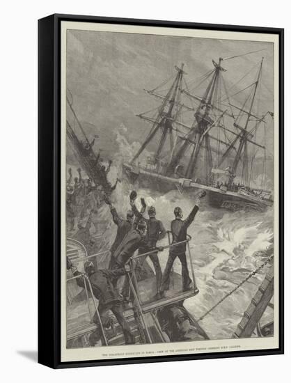 The Disastrous Hurricane in Samoa, Crew of the American Ship Trenton Cheering HMS Calliope-William Heysham Overend-Framed Stretched Canvas