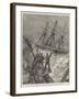 The Disastrous Hurricane in Samoa, Crew of the American Ship Trenton Cheering HMS Calliope-William Heysham Overend-Framed Giclee Print