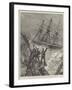 The Disastrous Hurricane in Samoa, Crew of the American Ship Trenton Cheering HMS Calliope-William Heysham Overend-Framed Giclee Print