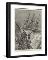 The Disastrous Hurricane in Samoa, Crew of the American Ship Trenton Cheering HMS Calliope-William Heysham Overend-Framed Giclee Print