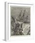 The Disastrous Hurricane in Samoa, Crew of the American Ship Trenton Cheering HMS Calliope-William Heysham Overend-Framed Giclee Print