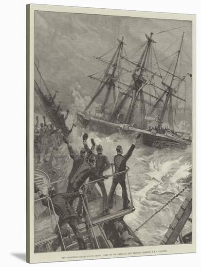 The Disastrous Hurricane in Samoa, Crew of the American Ship Trenton Cheering HMS Calliope-William Heysham Overend-Stretched Canvas