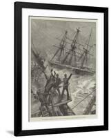 The Disastrous Hurricane in Samoa, Crew of the American Ship Trenton Cheering HMS Calliope-William Heysham Overend-Framed Giclee Print