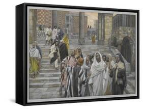 The Disciples Admire the Buildings of the Temple-James Tissot-Framed Stretched Canvas