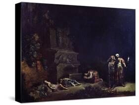 The Discovery of the Bodies of Pyramus and Thisbe, C.1630-35 (Oil on Copper)-Leonard Bramer-Stretched Canvas
