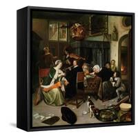 The Dissolute Household, 1668-Jan Havicksz. Steen-Framed Stretched Canvas
