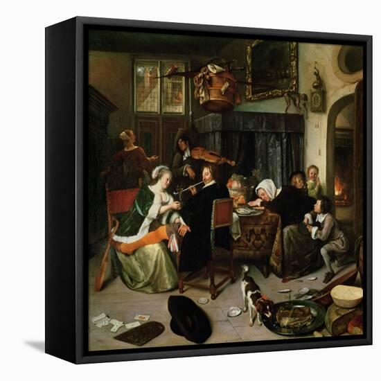 The Dissolute Household, 1668-Jan Havicksz. Steen-Framed Stretched Canvas