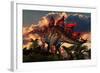 The Distinctive Shape of Stegosaurus Stands Out Against the Sunset-null-Framed Art Print