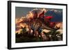 The Distinctive Shape of Stegosaurus Stands Out Against the Sunset-null-Framed Art Print