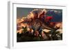 The Distinctive Shape of Stegosaurus Stands Out Against the Sunset-null-Framed Premium Giclee Print