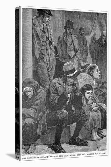 The Distress in Ireland: Outside the Courthouse, Galway - Waiting for Relief, 19th Century-null-Stretched Canvas