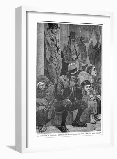The Distress in Ireland: Outside the Courthouse, Galway - Waiting for Relief, 19th Century-null-Framed Giclee Print