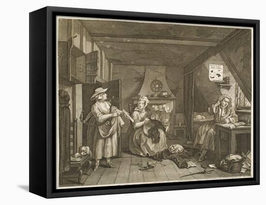 The Distressed Poet a Poor Poet Wonders What to Write-William Hogarth-Framed Stretched Canvas