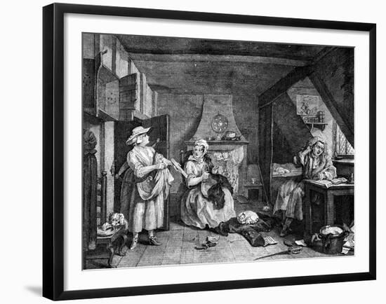 The Distrest Poet, 1740-William Hogarth-Framed Giclee Print