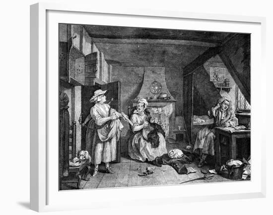 The Distrest Poet, 1740-William Hogarth-Framed Giclee Print