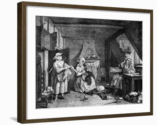 The Distrest Poet, 1740-William Hogarth-Framed Giclee Print