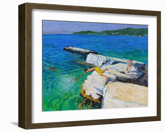 The Diver, Plates Rock, Skiathos, Greece, 2015-Andrew Macara-Framed Giclee Print