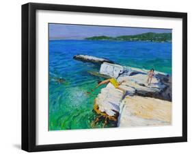 The Diver, Plates Rock, Skiathos, Greece, 2015-Andrew Macara-Framed Giclee Print