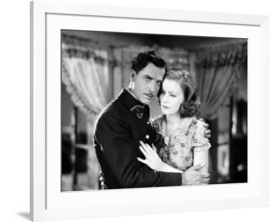 The Divine Woman by Victor Sjostrom with Lars Hanson and Greta Garbo, 1928 (b/w photo)--Framed Photo