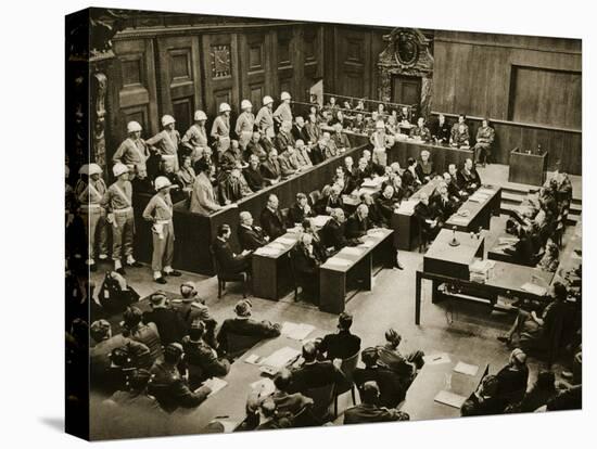 The Dock at the Nuremberg Trials. Front Row from Left: Hermann Goring-null-Stretched Canvas