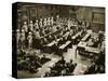 The Dock at the Nuremberg Trials. Front Row from Left: Hermann Goring-null-Stretched Canvas