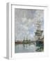 The Dock of Deauville, 1891 (Oil on Panel)-Eugene Louis Boudin-Framed Giclee Print