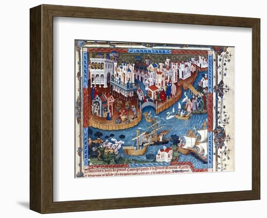 The Dock of St. Mark at the Moment of the Departure of the Polo Brothers-null-Framed Art Print