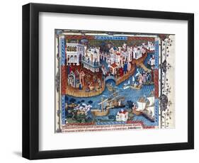 The Dock of St. Mark at the Moment of the Departure of the Polo Brothers-null-Framed Art Print