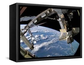 The Docked Space Shuttle Atlantis (STS-115) and a Soyuz Spacecraft-Stocktrek Images-Framed Stretched Canvas