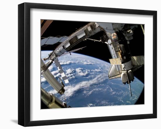 The Docked Space Shuttle Atlantis (STS-115) and a Soyuz Spacecraft-Stocktrek Images-Framed Photographic Print