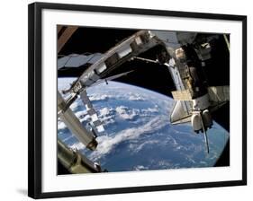 The Docked Space Shuttle Atlantis (STS-115) and a Soyuz Spacecraft-Stocktrek Images-Framed Photographic Print