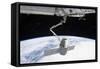 The Docking of Spacex Dragon to the International Space Station Above Earth-null-Framed Stretched Canvas