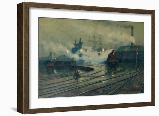 The Docks at Cardiff-Lionel Walden-Framed Giclee Print