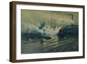 The Docks at Cardiff-Lionel Walden-Framed Giclee Print