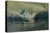 The Docks at Cardiff-Lionel Walden-Stretched Canvas