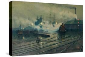 The Docks at Cardiff-Lionel Walden-Stretched Canvas